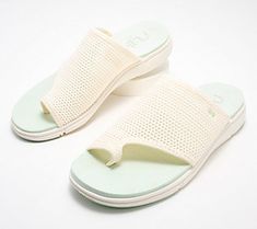 Supremely comfortable and ready to take on your summer adventures, these slide sandals feature removable inserts, a compression-molded midsole, and high-abrasion pods at the toe and heel. From Ryka. Summer Adventures, Slide Sandals, Sandals, Heels