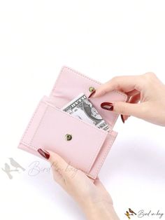 Bird in Bag - Small Folding Wallet with Detailed Design Trendy Coin Purse With Card Slots, Trendy Coin Purse With Card Slots For Daily Use, Trendy Envelope Wallet With Card Slots, Pink Bifold Coin Purse, Pink Coin Purse With Interior Card Slots, Trendy Pouch Wallets With Interior Card Slots, Pink Bifold Coin Purse For Everyday, Everyday Pink Bifold Coin Purse, Trendy Trifold Wallet With Interior Card Slots