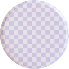 a purple and white checkered paper plate