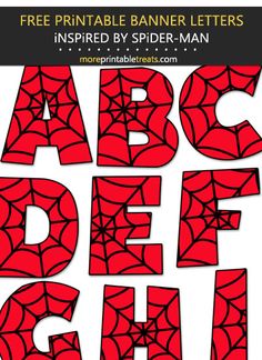 the spider web font and numbers are red with black letters, which appear to be made from