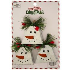 two christmas bells with snowmen on them