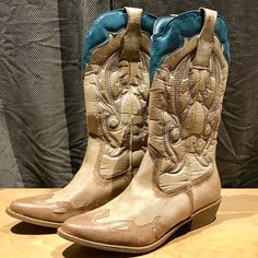 Coconuts Cimmaron Cowboy Boot In Size 6. Brand New (I Have My Own And Love Them). Update Your Casual Style With This Boot. This Trendy Two-Tone Western Boots Will Bring Out Your Inner Country Girl As Soon As You Pull Them On. Side Pull On Tabs, Faux Leather (But Looks And Feels Like Real Leather) 11” Shaft Height, 1-1/2” Block Heel, Synthetic Sole Beige Round Toe Boots For Rodeo, Matisse Shoes, 2 Block, Cowboy Boot, Country Girl, Country Girls, Western Boots, Real Leather, Cowboy Boots