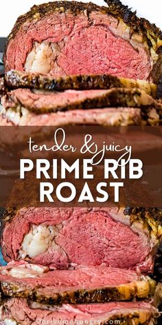 the prime rib roast is sliced and ready to be served in the slow cooker