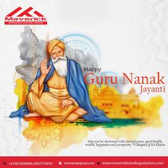 happy guru nanak javanii with an image of a man sitting on the ground