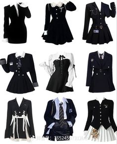 Teacher Outfits Drawing, Formal Korean Outfits For Women, School Outfit Anime, Black School Uniform, Fotografi Fesyen, Old Fashion Dresses, Anime Inspired Outfits