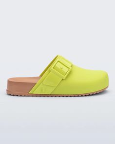 Cozy Clog Slide in Green/Brown – Melissa Shoes Everyday Clogs With Textured Footbed And Round Toe, Casual Slide Clogs With Removable Insole, Comfortable Yellow Clogs With Cushioned Footbed, Yellow Comfortable Clogs With Cushioned Footbed, Yellow Slip-resistant Slip-on Clogs, Yellow Slip-on Slip-resistant Clogs, The Choice Is Yours, Melissa Shoes, Slide In