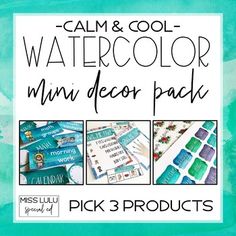 the watercolor mini decor pack includes 3 products