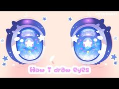 an animated video game with the words how to draw eyes and stars on it's side