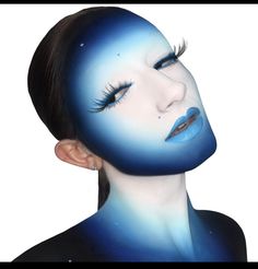 Blue Skull Makeup, Water Makeup Element, Blue Face Makeup, Genie Makeup, Scary Beauty, Cosmic Makeup, Snowflake Makeup, Crystal Powers, Ice Makeup