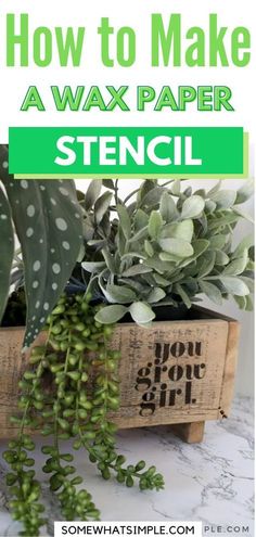 how to make a wax paper stencil with succulents in a wooden box