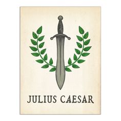 This simple illustration of a sword and laurel wreath represents William Shakespeare's historical drama Julius Caesar. 18" x 24" fine art print available on plain paper or laminated. Digital copies printed using vibrant, premium, high luster, fade resistant Lucia Archival inks on heavy matte art paper. SHOP QUANTITY DISCOUNTS * Purchase any 2 prints or sets and get 10% off your entire purchase. Enter code ECHOLIT10 at checkout. * Purchase any 3 prints or sets and get 15% off your entire purchase Julius Caesar Projects Ideas, Julius Caesar Aesthetic, Julius Caesar Art, Julius Caesar Shakespeare, Library Poster, Cover Page For Project, Literature Project, Project Cover Page, English Project