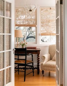 a chair and table in a room