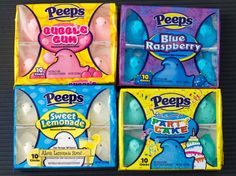 four boxes of peeps blue raspberry candy