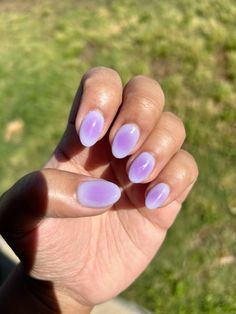 Nails Acrylic Almond Lavender, Short Round Acrylic Nails Purple, Gel Nail Designs Lavender, Purple Dipped Nails Ideas, Simple Spring Nails Purple, Violet Aura Nails, Purple Nails Aura, Cute Nail Designs Purple, Aura Nail Inspo Almond