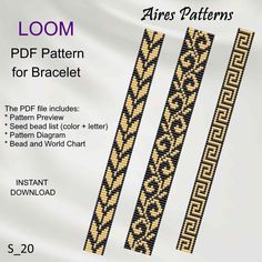 the pattern for bracelets is shown in three different colors