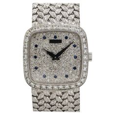 Check out this item from 1stdibs! Piaget 9905D2 18k White Gold Diamond & Sapphire Ladies Watch: https://www.1stdibs.com/id-j_18350682 Watch Diamond, Used Watches, Best Watches For Men, Gold Hands, Gold Case, Diamond Watch, Ladies Watch, Gold Jewelry Fashion, Gemstone Bracelets