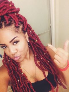 Red Locs Hair Laid, Hair Life, Different Hairstyles, Faux Locs, Hair Weave, Love Hair, Brazilian Hair, Hair Dos