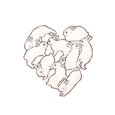 a drawing of some animals in the shape of a heart