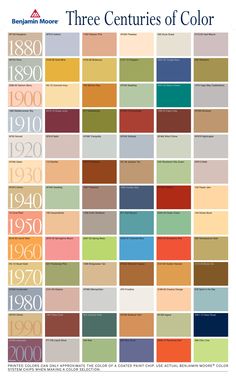 three centuries of color in different colors and sizes, with the same font on each side