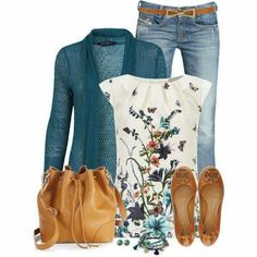 Very cute casual Floral Combinations, Street Style Jeans, Mode Tips, Stil Boho, Fashion Mode