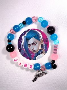 #smallbusiness #handmade #rękodzieło #bransoletka #bransoletkazkoralików #aesthetic  #bracelet #beadedjewellery #beadedbracelet #arcane #arcanejinx #jinx #powder #powderarcane #arcanebraclet #jinxarcane Jinx Bracelet, Funny Bracelets, Character Bracelets, 12 Princesses, Jinx And Vi, Aesthetic Bracelet, Diy Kandi Bracelets, Diy Kandi