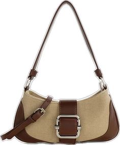 Baguette Bag, Pu Leather, Color Blocking, Buckle, Leather, Color