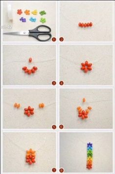 the instructions for making beaded flowers are shown