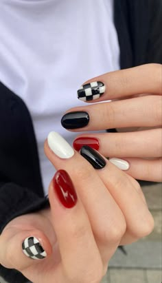 Punk Nails, Grunge Nails, Casual Nails, Pretty Gel Nails, Red Nail, Minimalist Nails, Fire Nails, Funky Nails, Short Acrylic Nails