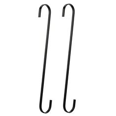 two black metal hooks on a white background