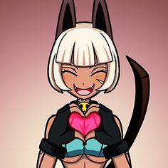 a cartoon character holding a heart in her hands and wearing cat ears, sitting on the ground