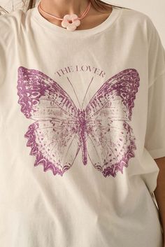 Lover Butterfly Oversize Graphic Tee | ShopPromesa Lover Butterfly, Oversize Graphic Tee, Butterfly Graphic Tee, The Lover, Butterfly Graphic, Oversized Graphic Tee, Text Print, Boutique Homes, Graphic Tops