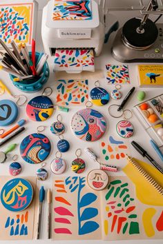 various crafting supplies are laid out on a table