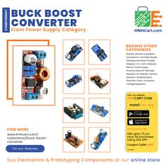 an advertisement for the buckboost converter from power supply category to electronic components