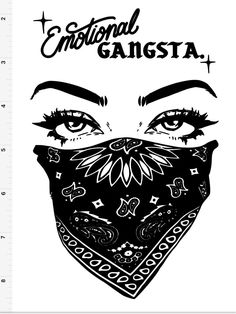 a black and white poster with an image of a woman's face wearing a bandana