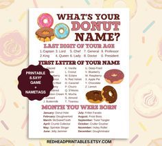 a printable donut party game for kids