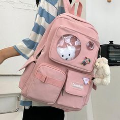 KAWAII LITTLE BEAR BACKPACK High School Bags, School Rucksack, Grunge Accessories, Kawaii Backpack, Purple Backpack, Bags For Teens, College Backpack, Boys Backpacks, School Bags For Girls