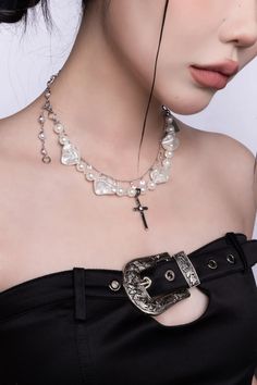 Baroque Pearl Cross Charm Necklace | Jewelry | Three Fleas Cross Charm Necklace, Thigh Chain, Gender Fluid, Punk Inspiration, Accessories Brand, Fashion Wishlist, Creative Team, Cross Charms, Trendy Accessories