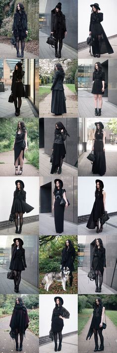 Styles Of Clothes, Strega Fashion, Look Grunge, Black Wardrobe, Mode Boho, Black Outfits, Black Clothing, Rock Chic