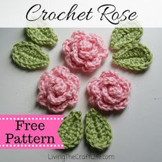 crochet rose pattern with text overlay