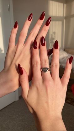 Cherry Red Gel Nails, Cherry Nails Aesthetic, Cherry Red Nails Acrylic, Priscilla Nails, Crimson Nails, Nails Cherry Red, Red Cherry Nails, Aesthetic Red Nails, Am I A Bad Person