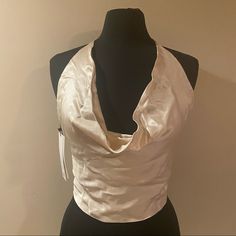 Brand New Zara Cowl Neck Party Shirt In Size M. Brand New With Tags! Never Worn. Chic Fitted Satin Top, Satin Tops For Party, Elegant Cream Satin Top, Elegant Satin Top For Night Out, Cream Fitted Satin Top, Feminine Tops For Spring Party, Fitted Cream Satin Top, Cream Blouse For Summer Party, Cream Satin Tops For Formal Occasions