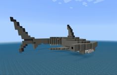 Shark Pixel Art, Minecraft Animals, Cool Minecraft Creations, Minecraft Survival, Hammerhead Shark, Minecraft Inspiration, Minecraft Inspo, Minecraft Crafts, Minecraft Architecture