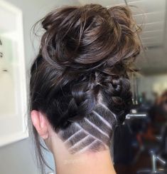 French Braids With Undercut, High Messy Bun, Hair Undercut