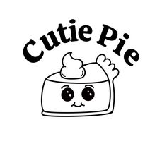 the cute little pie logo has been drawn in black and white with an emoticive face