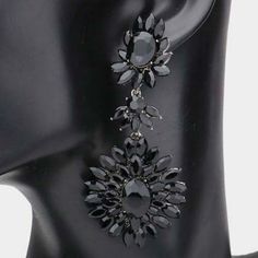 Floral Marquise Jet Black Stone Cluster Dangle Evening EarringsItem: EarringsVendor: O GlobalColor : Jet BlackSize : 1.2" X 3.25" (inches)Fastening: Post BackMetal: Alloy, Lead & Nickle FreeMaterial: Crystal, Rhinestones Theme: Evening, Prom, Pageant, Bridal Mask Rabbit, Evening Earrings, At Home Face Mask, Black Stone, Jet Black, Face Mask, Prom, Sparkle, Crystals