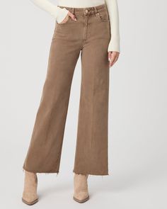 This modern high-waisted wide leg has an easy, relaxed fit with a 31" inseam. This pair comes in a vintage-inspired khaki shade and is crafted from comfort stretch denim with plenty of coverage and the perfect amount of stretch. | Anessa 31 Inch Wide Leg Jean - Vintage Canewood | Size 32 Jean Vintage, Stretch Denim, Leg Jeans, Vintage Inspired, Wide Leg, Relaxed Fit, High Waisted