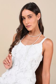 Elevate the finish of your look with the Petit Moments Luxurious Adornment White Pearl Wrap Necklace! This stunning necklace has a long, single-stranded design of glowing faux pearls perfect for getting that layered, wrapped look! Organically shaped end pearls create a gorgeous finish. Adjustable Necklace Measures 48" Long. 100% Plastic. Imported. Lulus | Luxurious Adornment White Pearl Wrap Necklace. Wrap Necklace, Wrap Necklaces, Necklace Long, Accessories Jewelry Necklace, Stunning Necklace, Adjustable Necklace, White Pearl, Pearl White, Faux Pearl