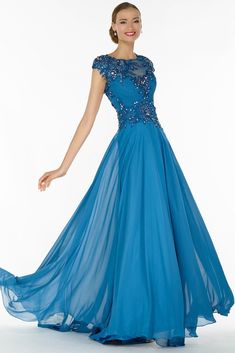 A Line Long Dress, Cocktail Dresses Online, Alyce Paris, Paris Dresses, Blue Coral, Pleated Bodice, Mother Of The Bride Dress, A Line Gown