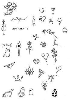 various tattoo designs and symbols are shown in this drawing technique, which is easy to draw