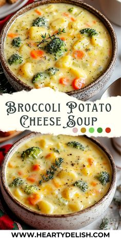 broccoli potato cheese soup in a bowl